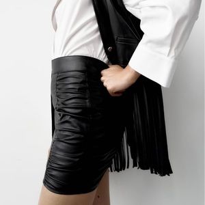 Zara Draped Faux Leather Skirt M